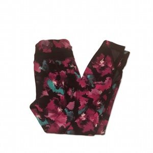 Lululemon Purple Printed Leggings with Mesh, Zippers, and Elastic Band